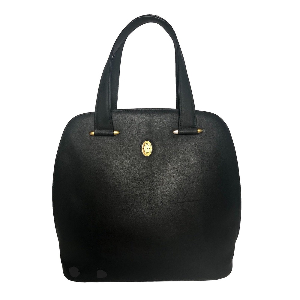 VTG 90s Minimalist Black Leather Shoulder Bag Quiet Luxury Classic DAMAGED